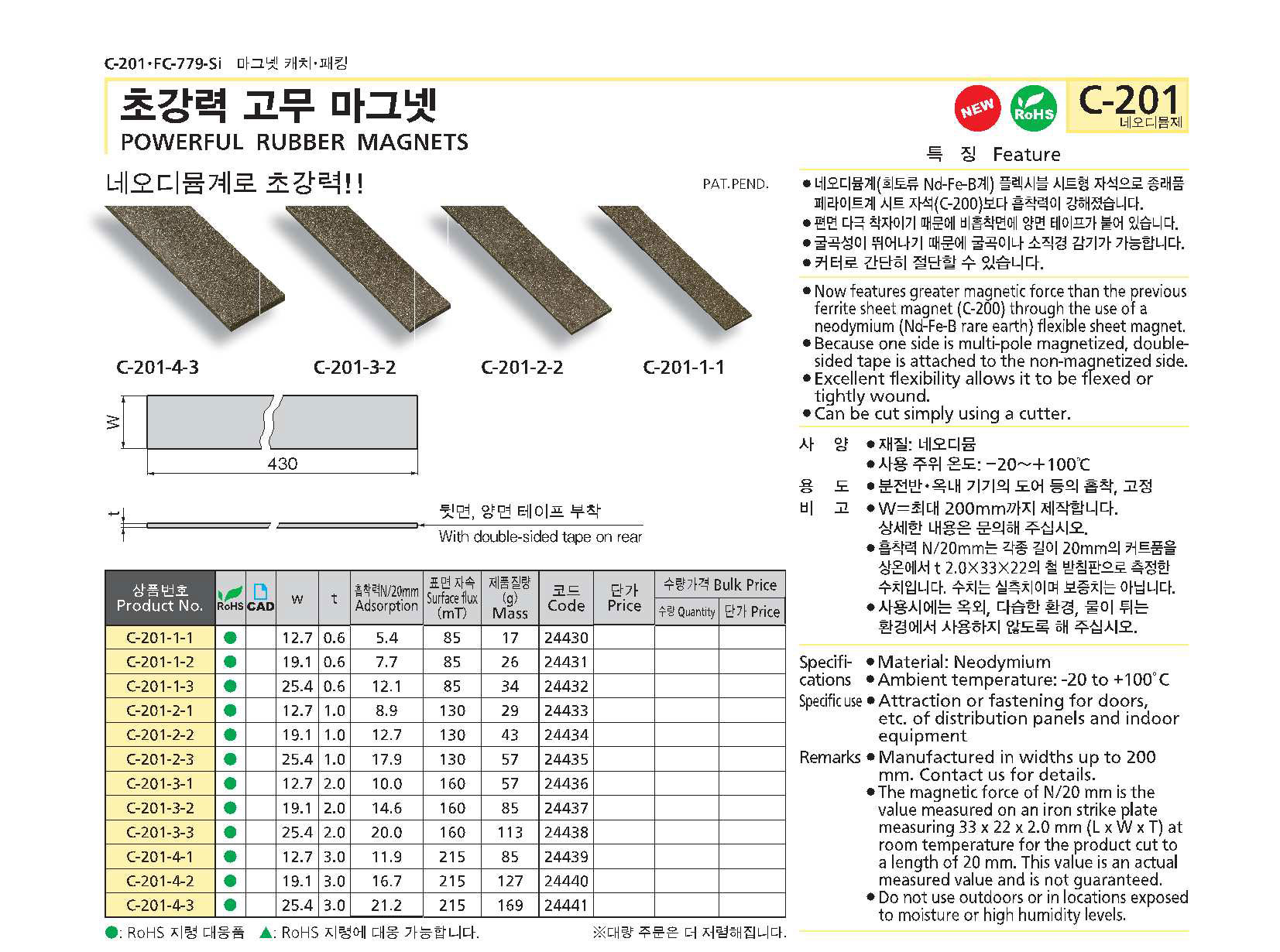 C-201 초강력 고무 마그넷