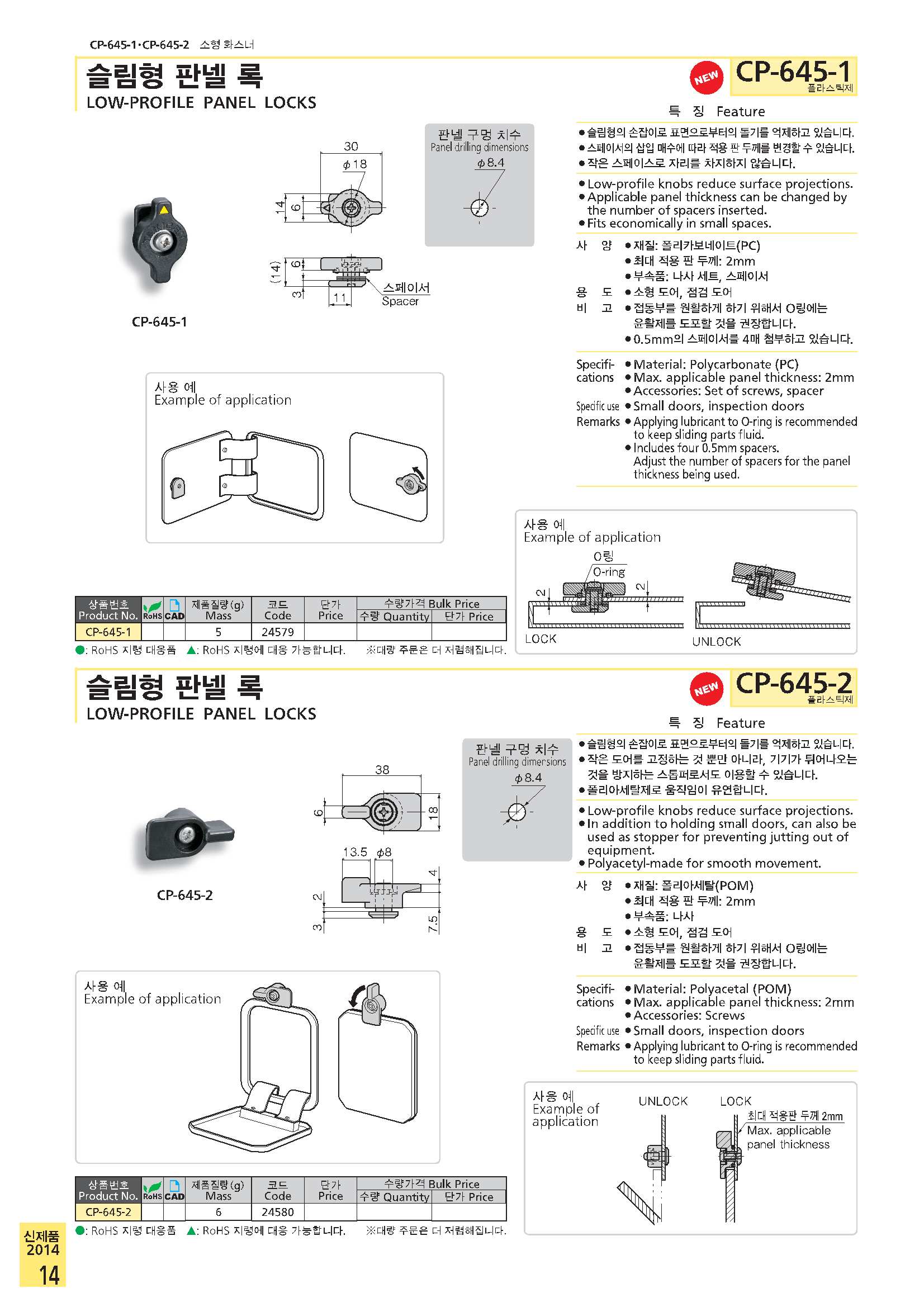 CP-645 슬림형 판넬 록